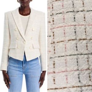 NWT Veronica Beard DIEGO DICKEY JACKET
COLOR IVORY MULTI Tweed Dickey Size 14